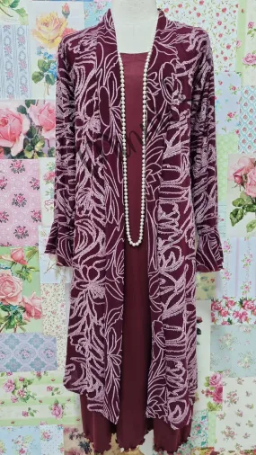 Maroon Embossed Jacket LR0289