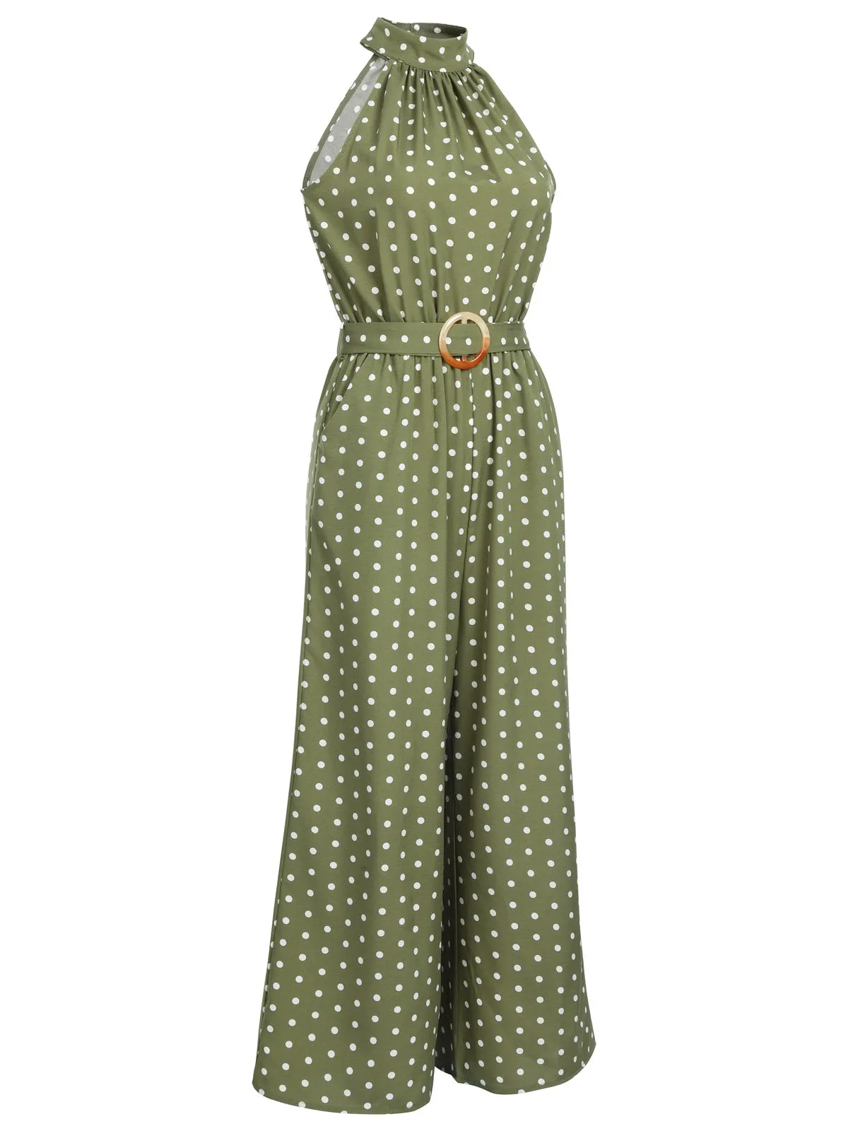 1930s Polka Dot Belt Jumpsuit