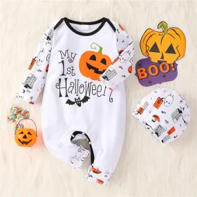 2PCS My First Halloween Baby Pumpkin Ghost Jumpsuit Infant Halloween