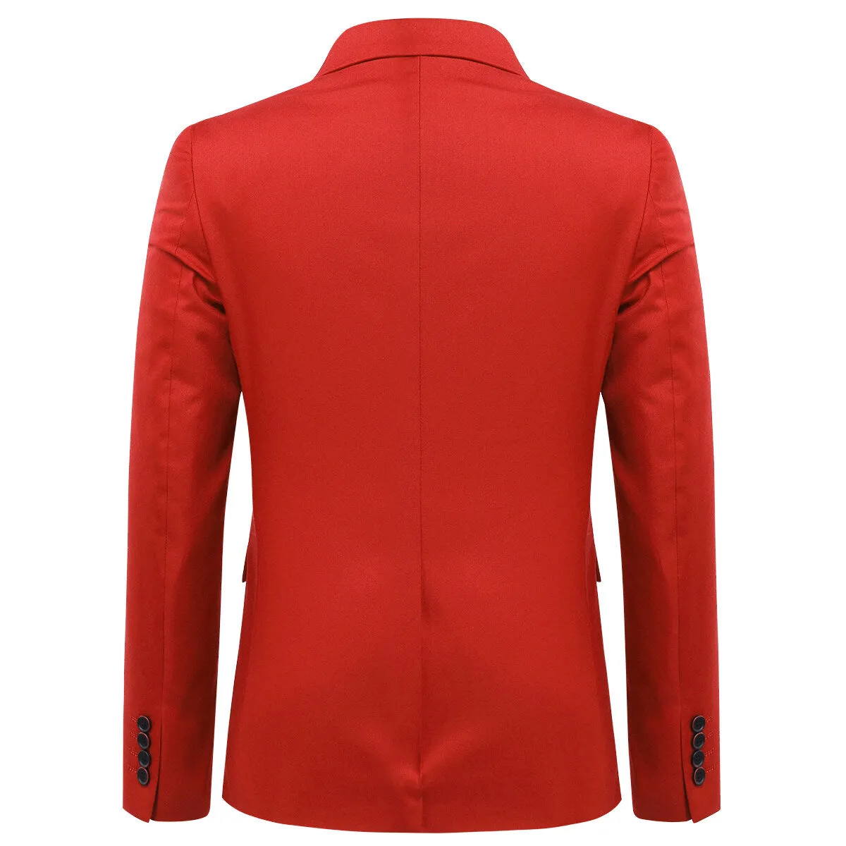 3-Piece Slim Fit Solid Color Jacket Smart Wedding Formal Suit Red