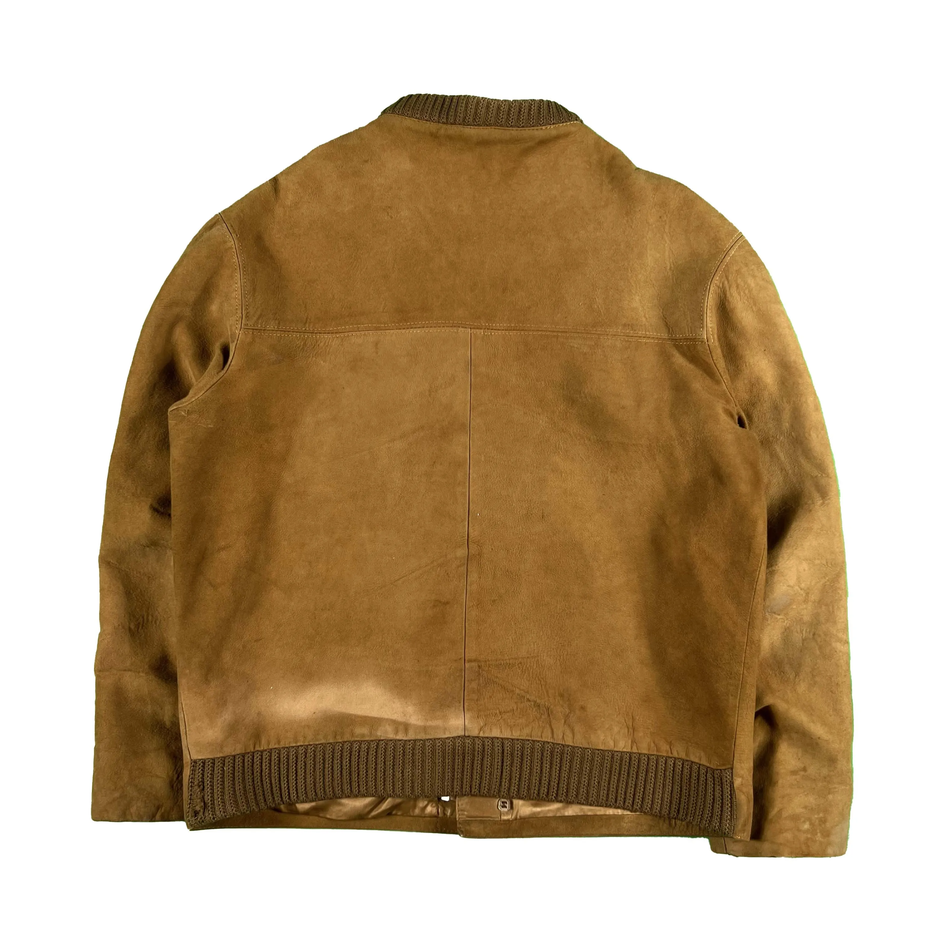 40s/50s Tan Suede Leather Bomber Jacket- L