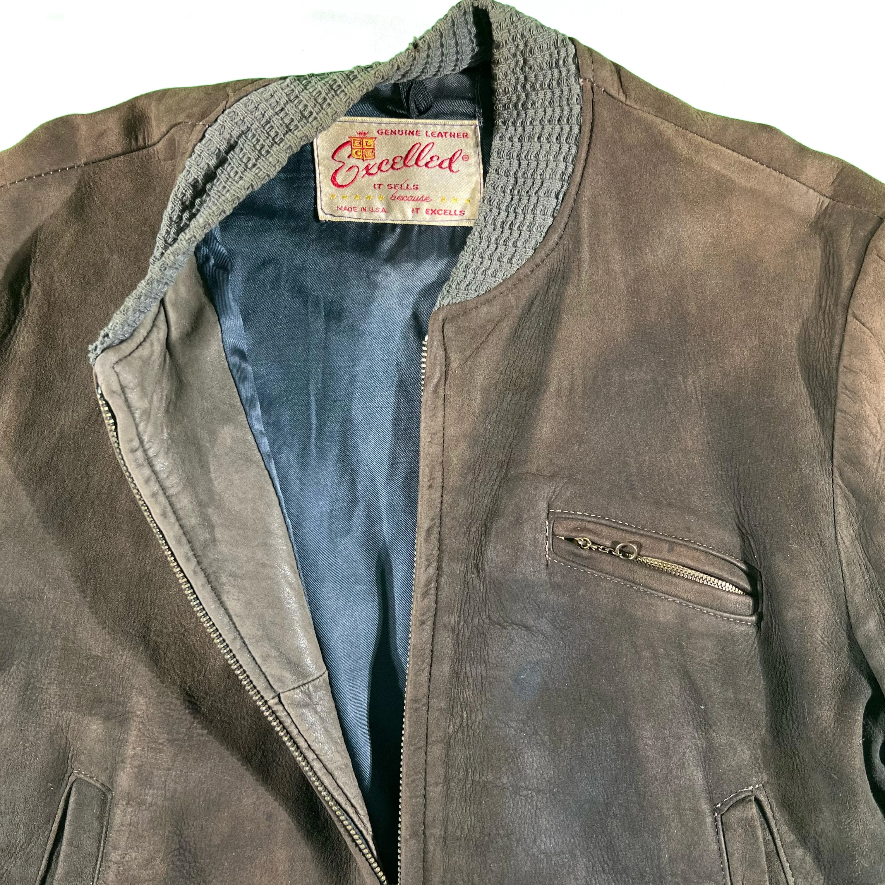 50s Suede Bomber Jacket- L