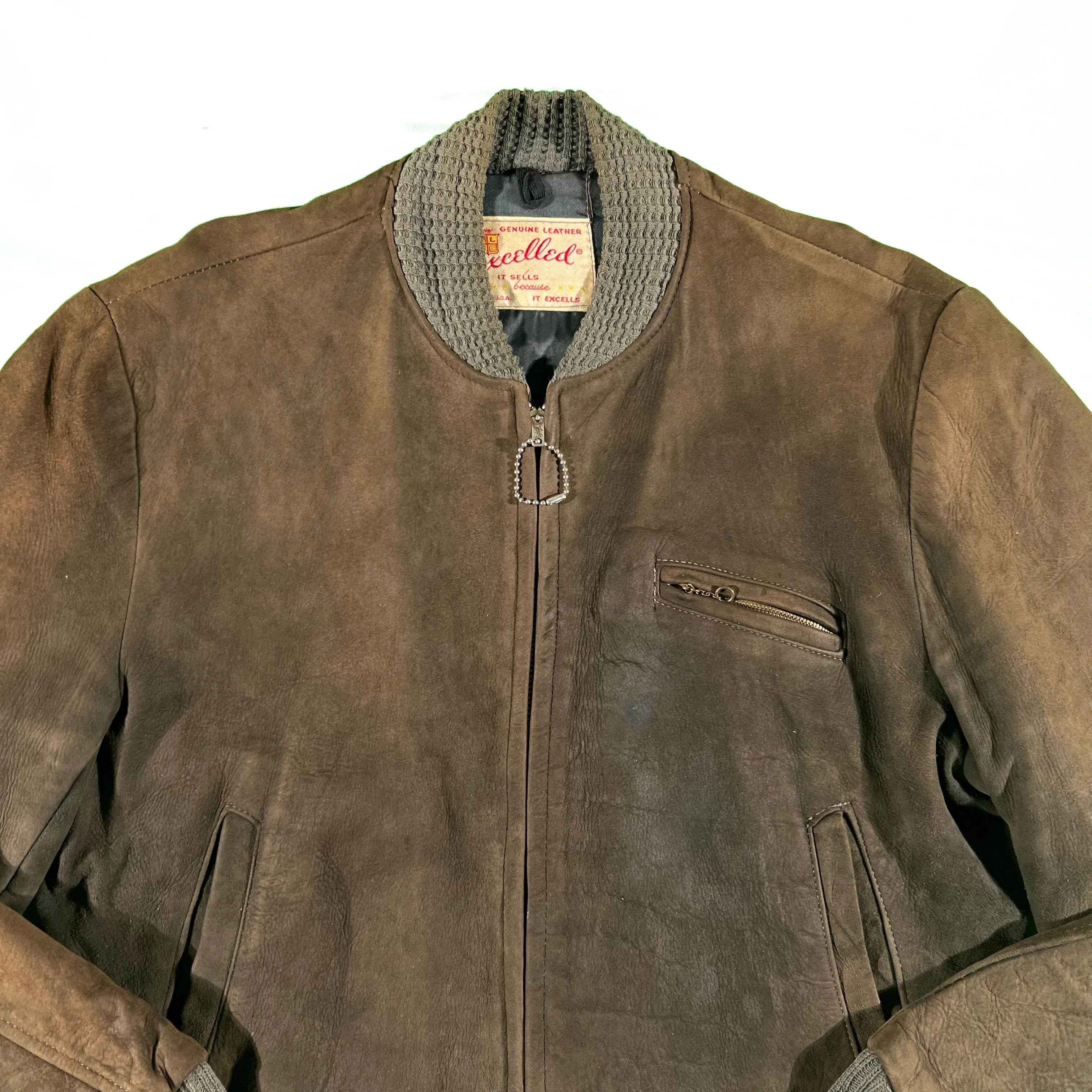 50s Suede Bomber Jacket- L