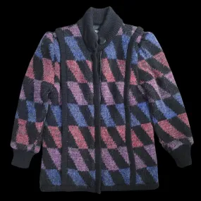 90's Vintage Silvercord Geometric Pattern Wool Jacket