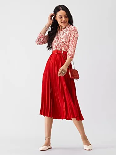 AASK Dress For Women|One Piece Midi Dresses For Women|Kurta Set For Women|Kurta For Women Dress For Women|Women Top|Tops For Women|Dress|Dresses For Women Red_XL