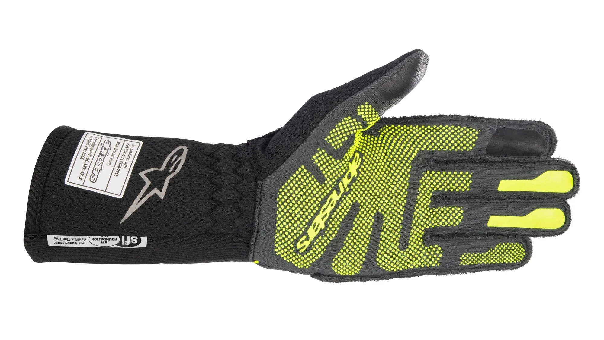 ALPINESTARS 3550123_9151_L TECH 1-ZX v3 Racing gloves, FIA 8856-2018, tar gray/black/yellow fluo, Size L