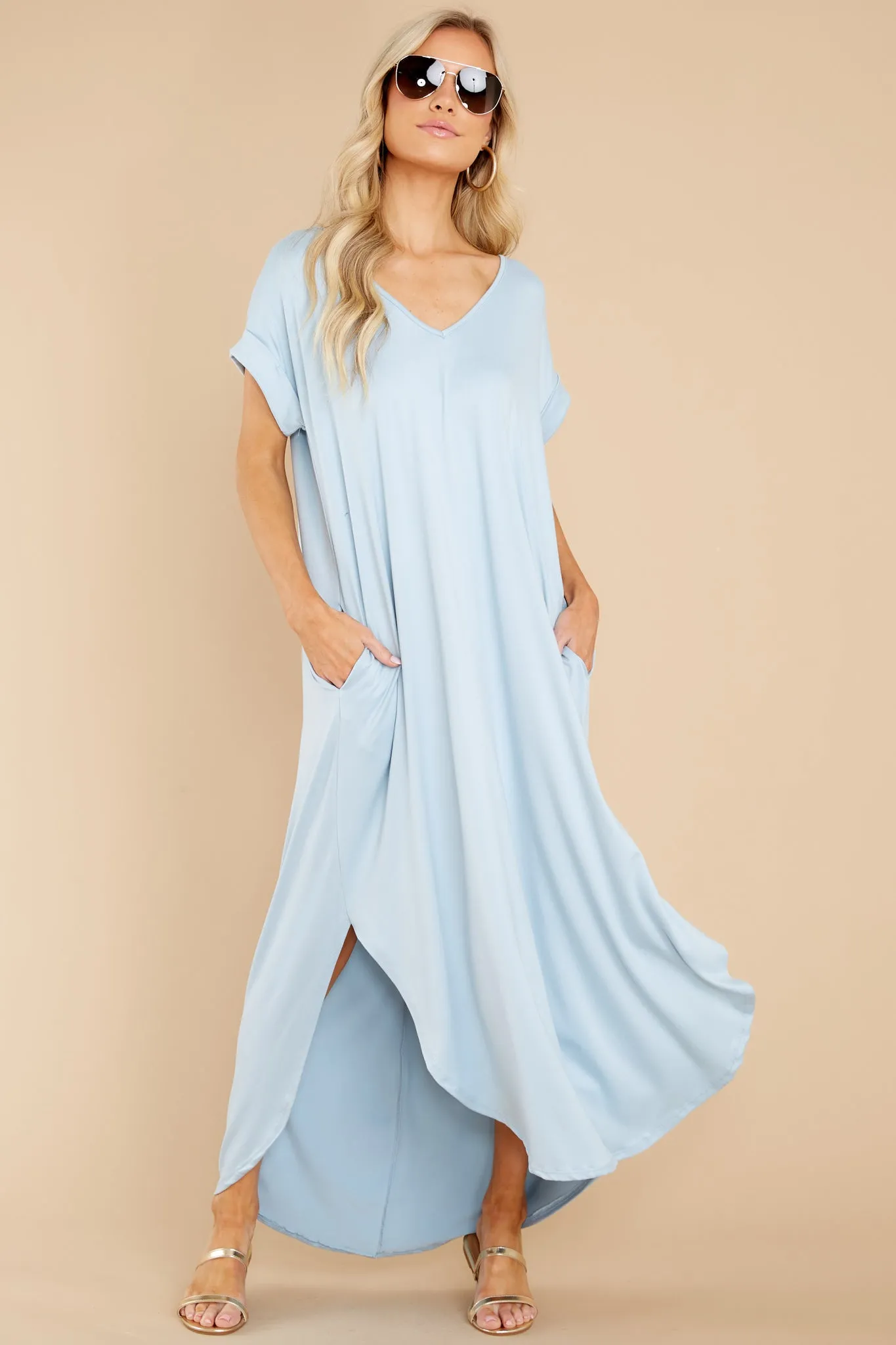 Always The Same Thing Light Blue Maxi Dress