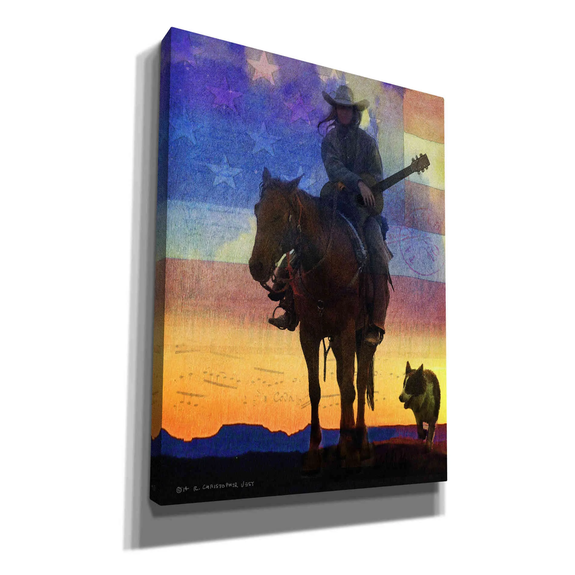 'American Cowgirl' by Chris Vest, Giclee Canvas Wall Art