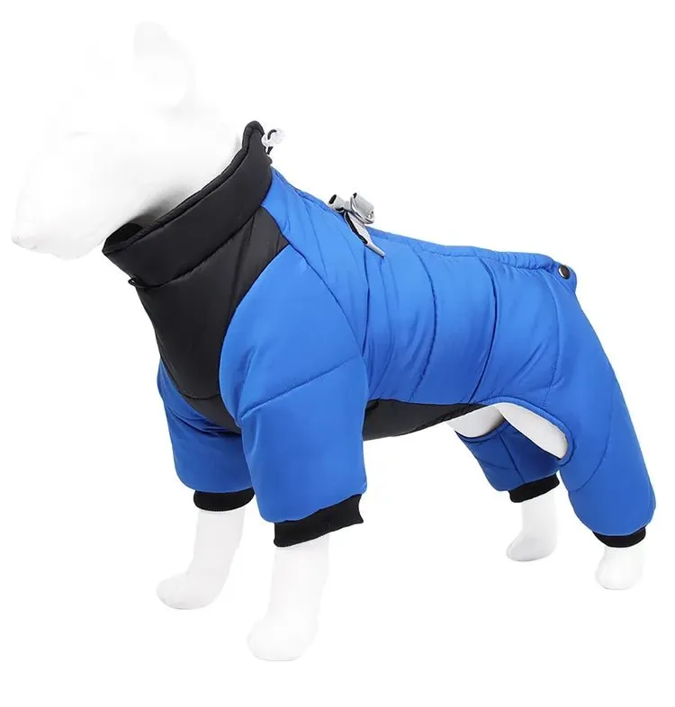 Anniepaw Winter Warm Dog Jacket Reflective Four Legged Clothes Outdoor Waterproof Windproof Traction Harness Jumpsuit French Bulldog Coat