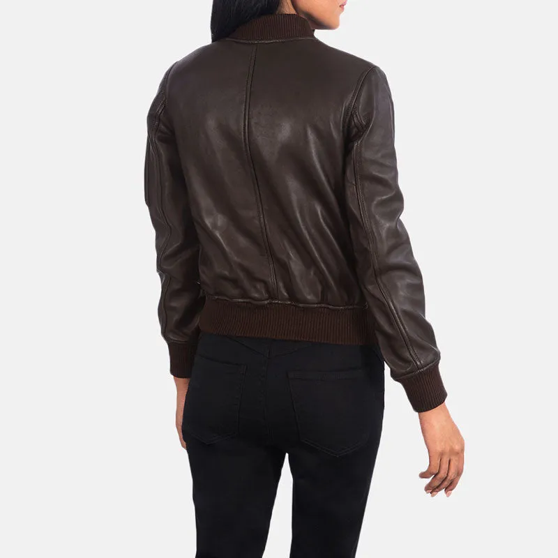 Ava Ma-1 Brown Leather Bomber Jacket