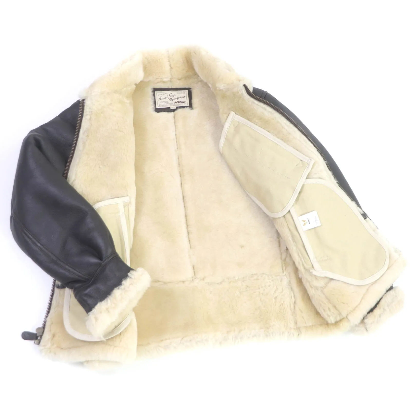 AVIREX B-3 Mouton Bomber Jacket Lamb Leather