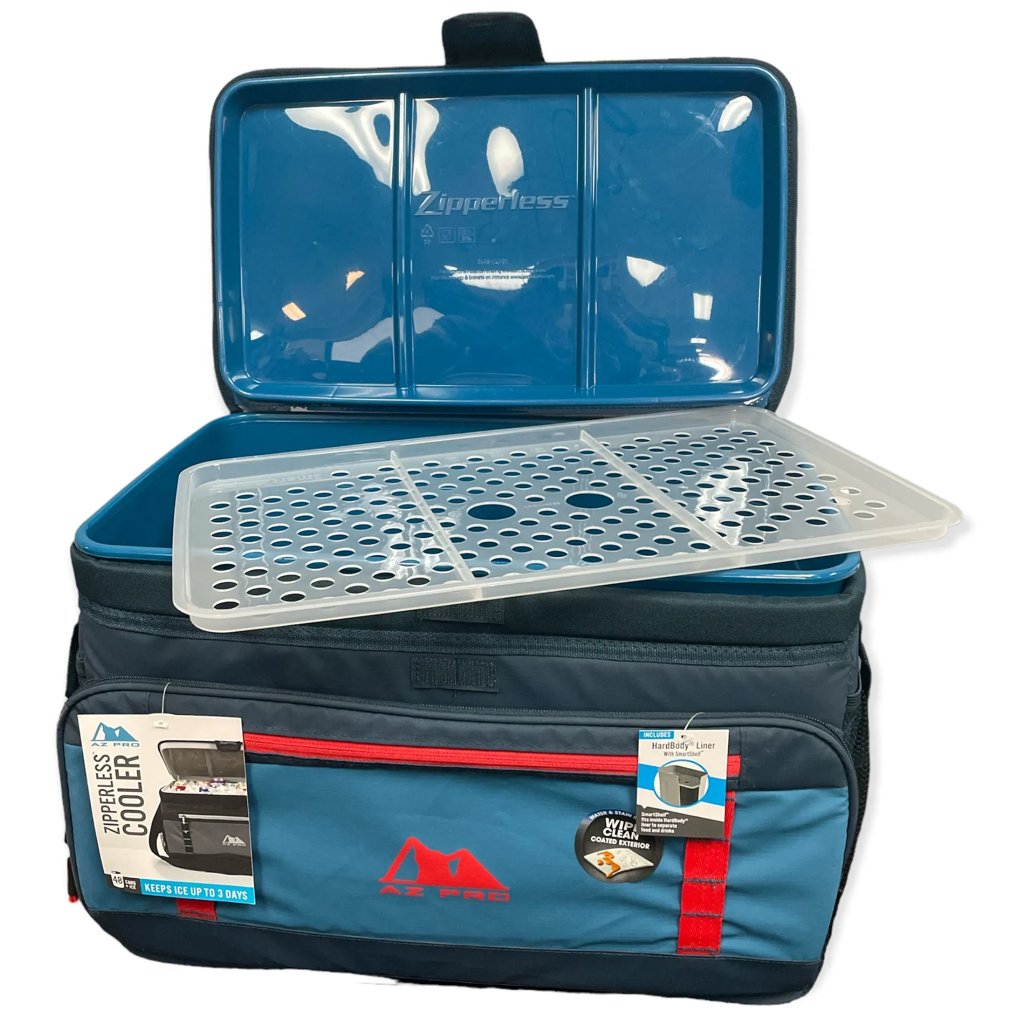 AZ Pro 48 Can SuperFoam Zipperless Flip Open Cooler With Shoulder Strap, Blue