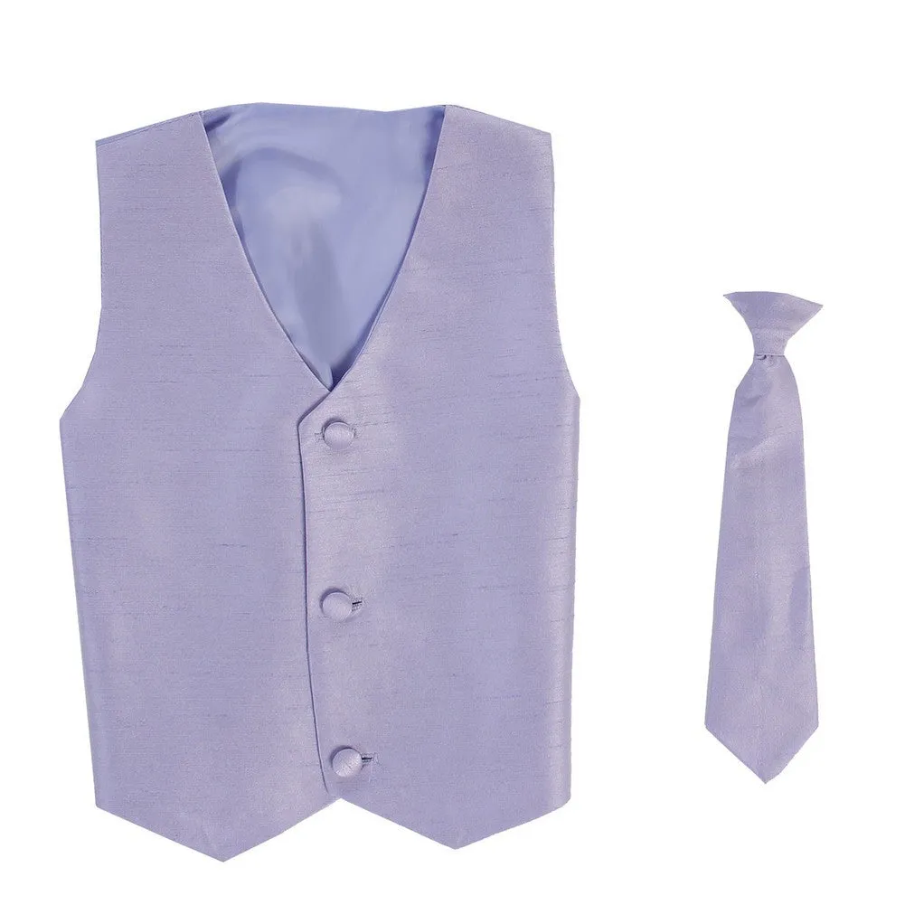 Baby Boys Lilac Poly Silk Vest Necktie Special Occasion Set 3-24M