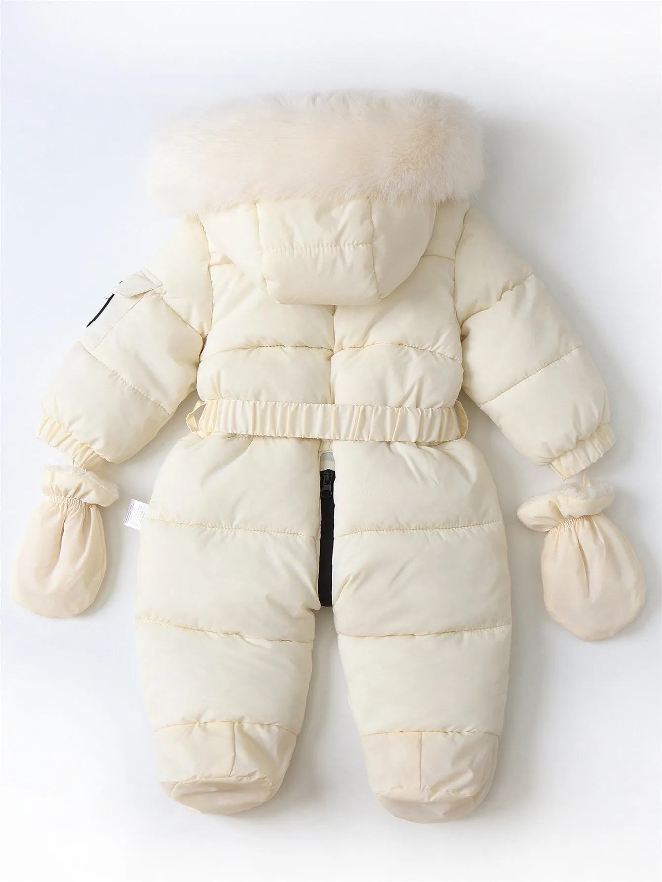 Baby jumpsuit with belt and fleece crawling suit (with gloves)