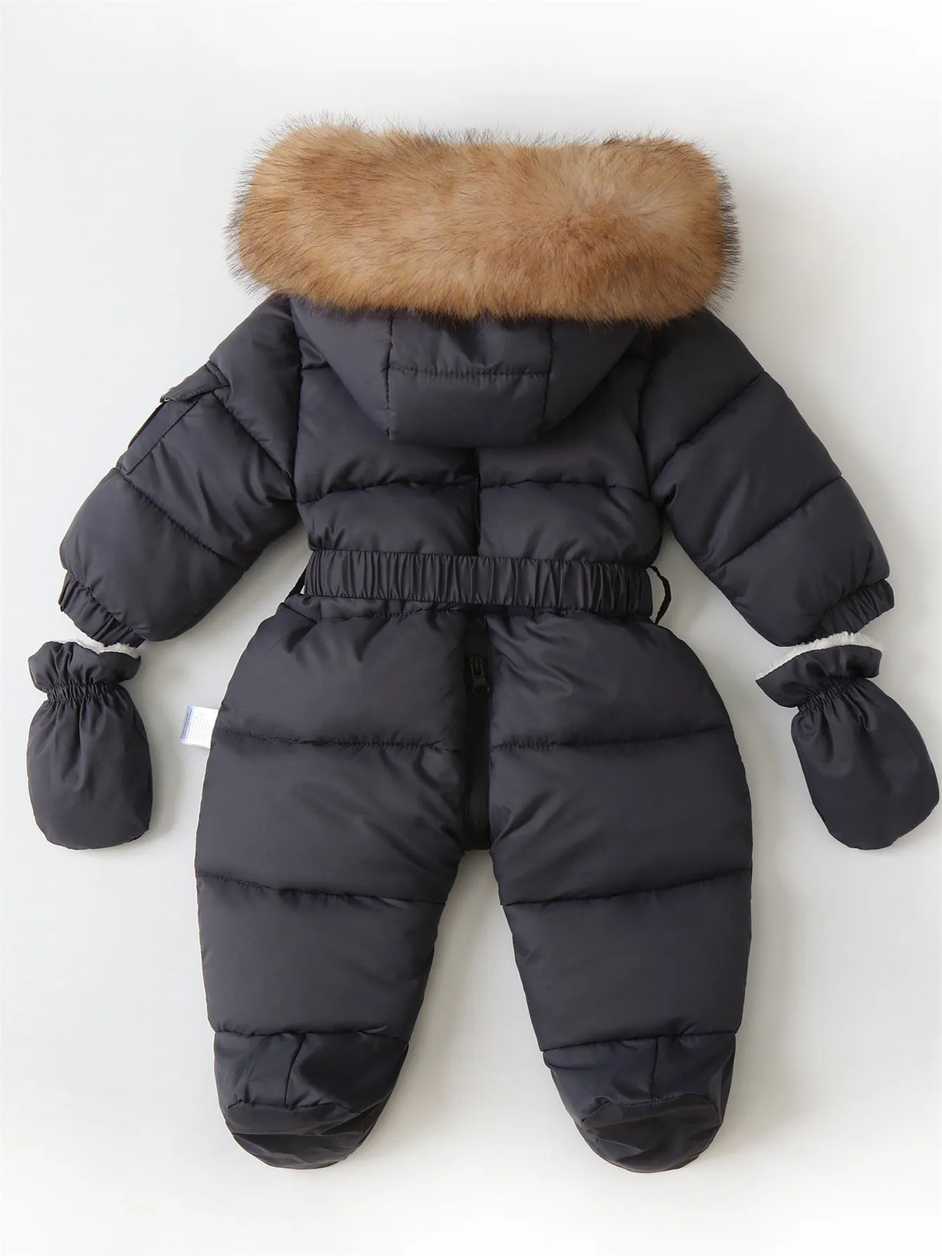 Baby jumpsuit with belt and fleece crawling suit (with gloves)