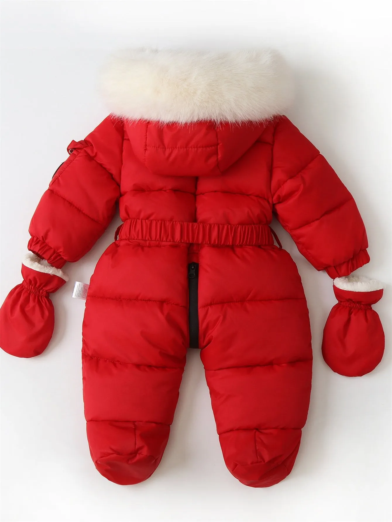 Baby jumpsuit with belt and fleece crawling suit (with gloves)