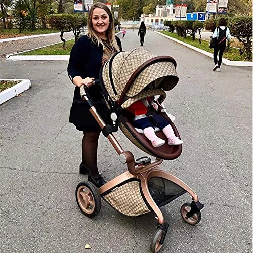 Baby Stroller: Height-Adjustable Seat and Reclining Baby Carriage with Four-Wheel Shock Absorption, Bidirectional, Elevated View, Stylish Stroller