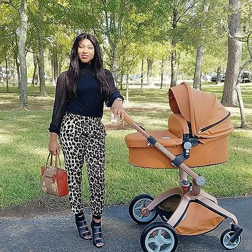 Baby Stroller: Height-Adjustable Seat and Reclining Baby Carriage with Four-Wheel Shock Absorption, Bidirectional, Elevated View, Stylish Stroller