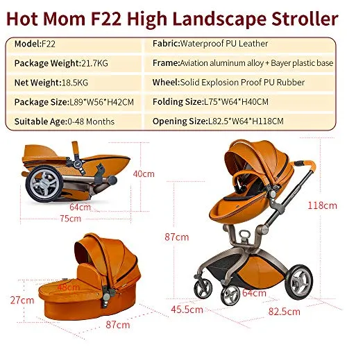 Baby Stroller: Height-Adjustable Seat and Reclining Baby Carriage with Four-Wheel Shock Absorption, Bidirectional, Elevated View, Stylish Stroller