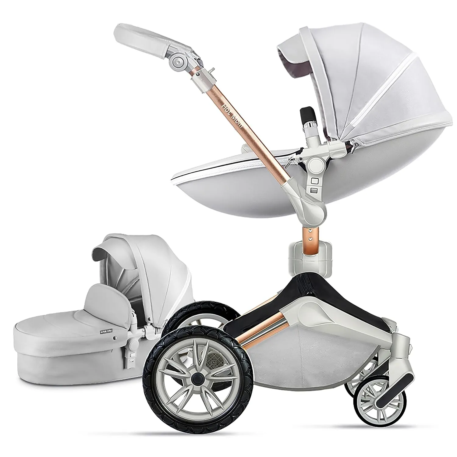 Baby Stroller: Height-Adjustable Seat and Reclining Baby Carriage with Four-Wheel Shock Absorption, Bidirectional, Elevated View, Stylish Stroller