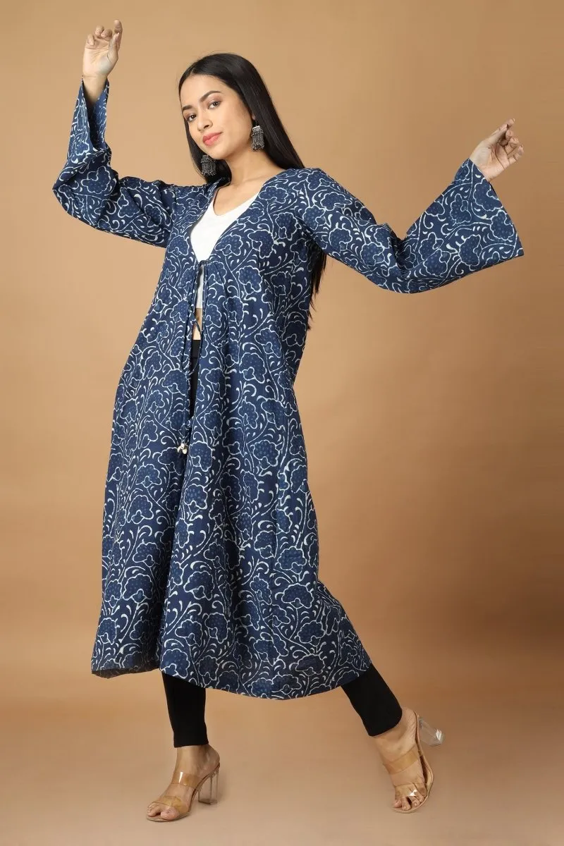 Bageecha Dabu Indigo Cotton Jacket