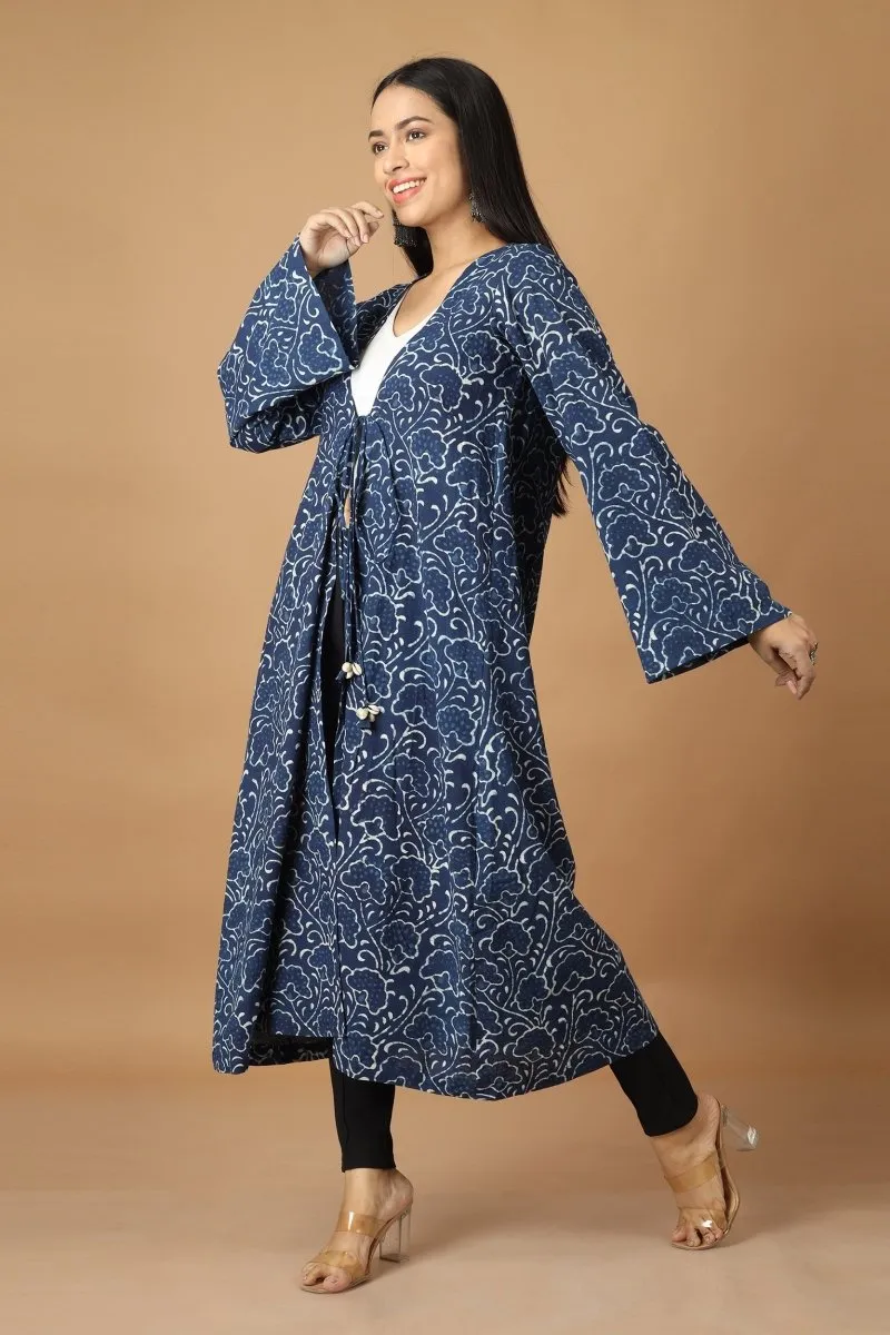 Bageecha Dabu Indigo Cotton Jacket