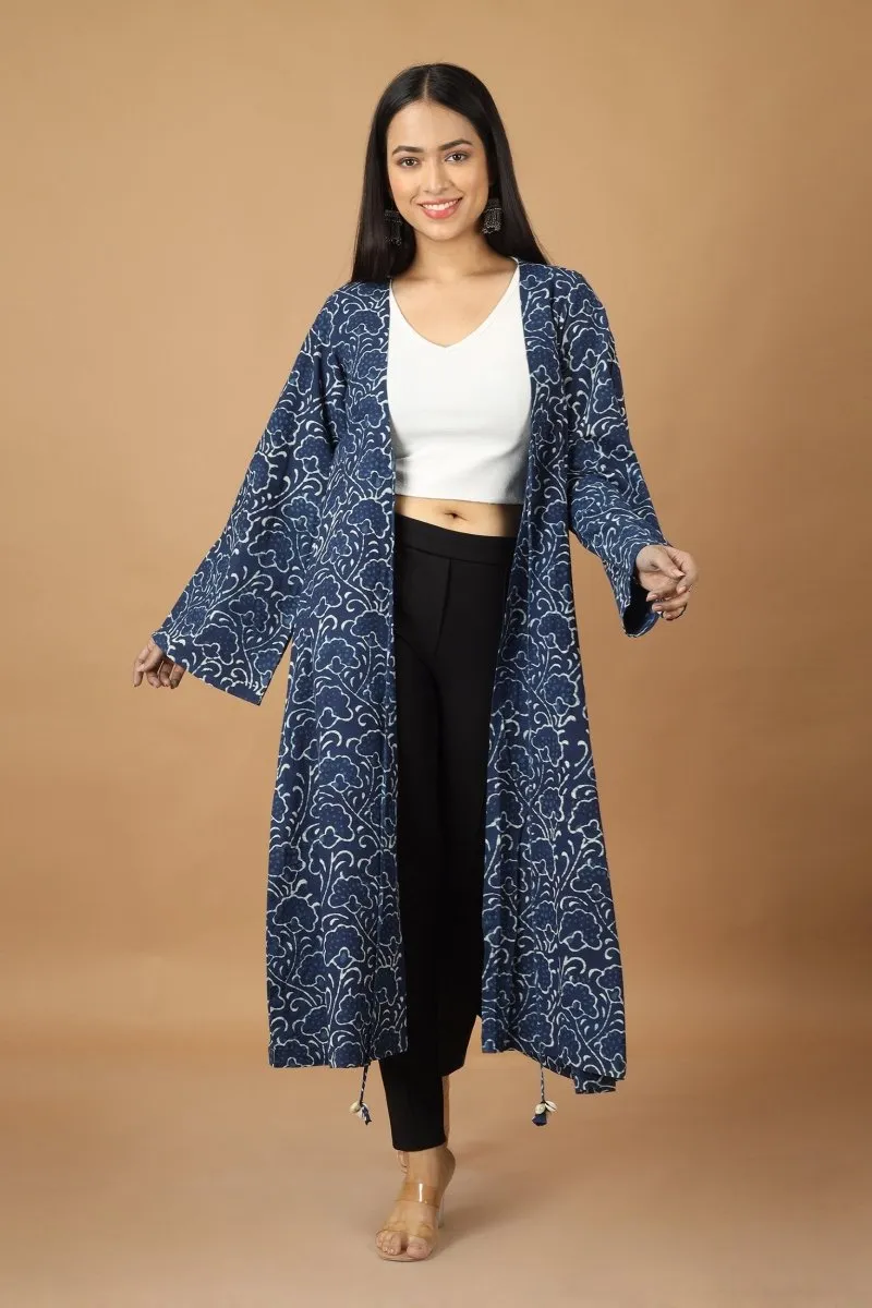 Bageecha Dabu Indigo Cotton Jacket