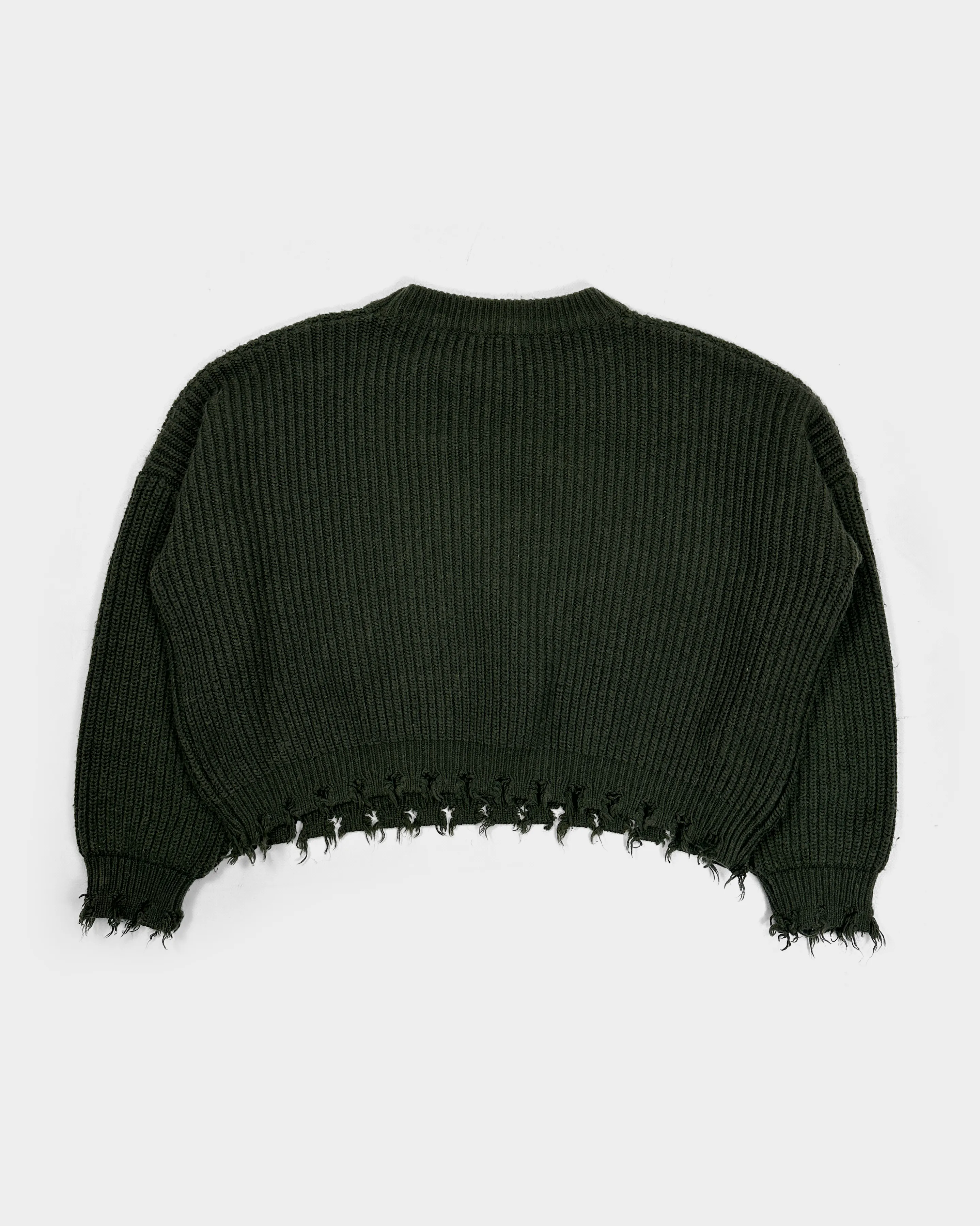 Balmain Distressed Green Wool Knit 2000's