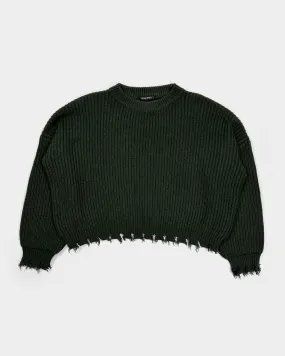 Balmain Distressed Green Wool Knit 2000's