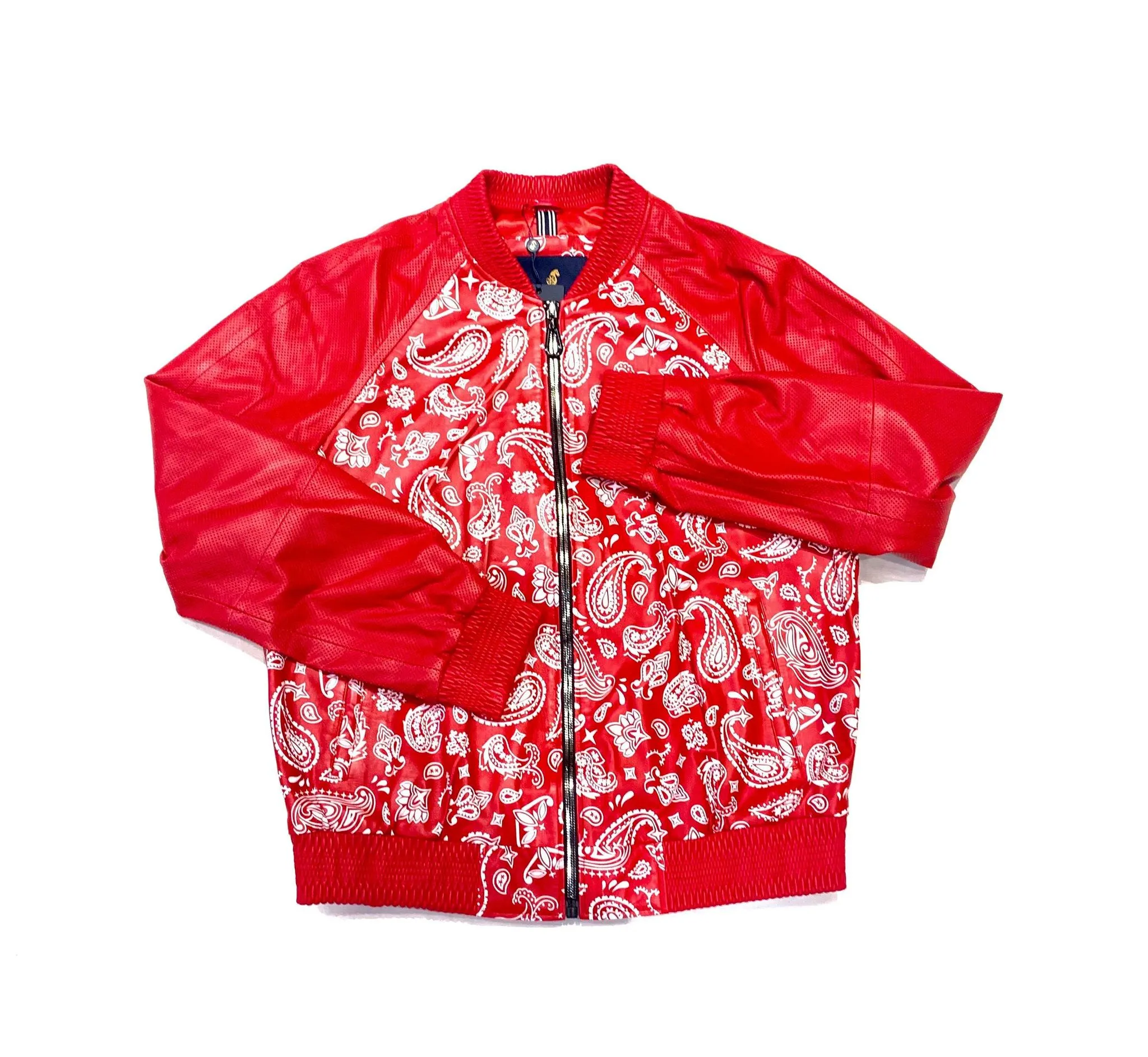 Barya NewYork Red Paisley Lambskin Bomber Jacket