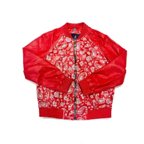 Barya NewYork Red Paisley Lambskin Bomber Jacket