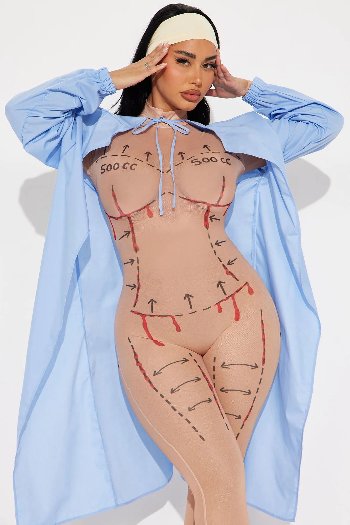 Beauty Is Pain Post Op Botch 3 Piece Costume Set - Nude/combo