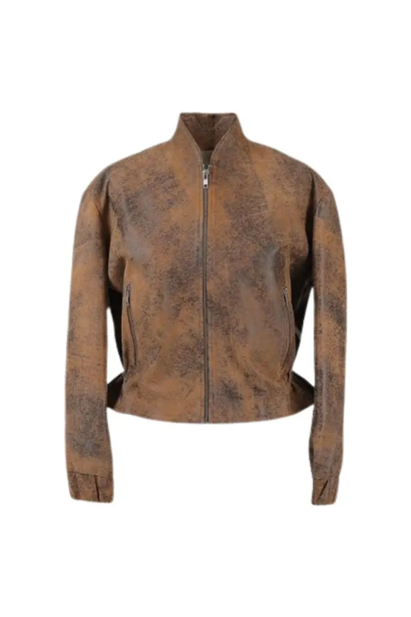 BENNETT LEATHER JACKET IN WASHED BROWN