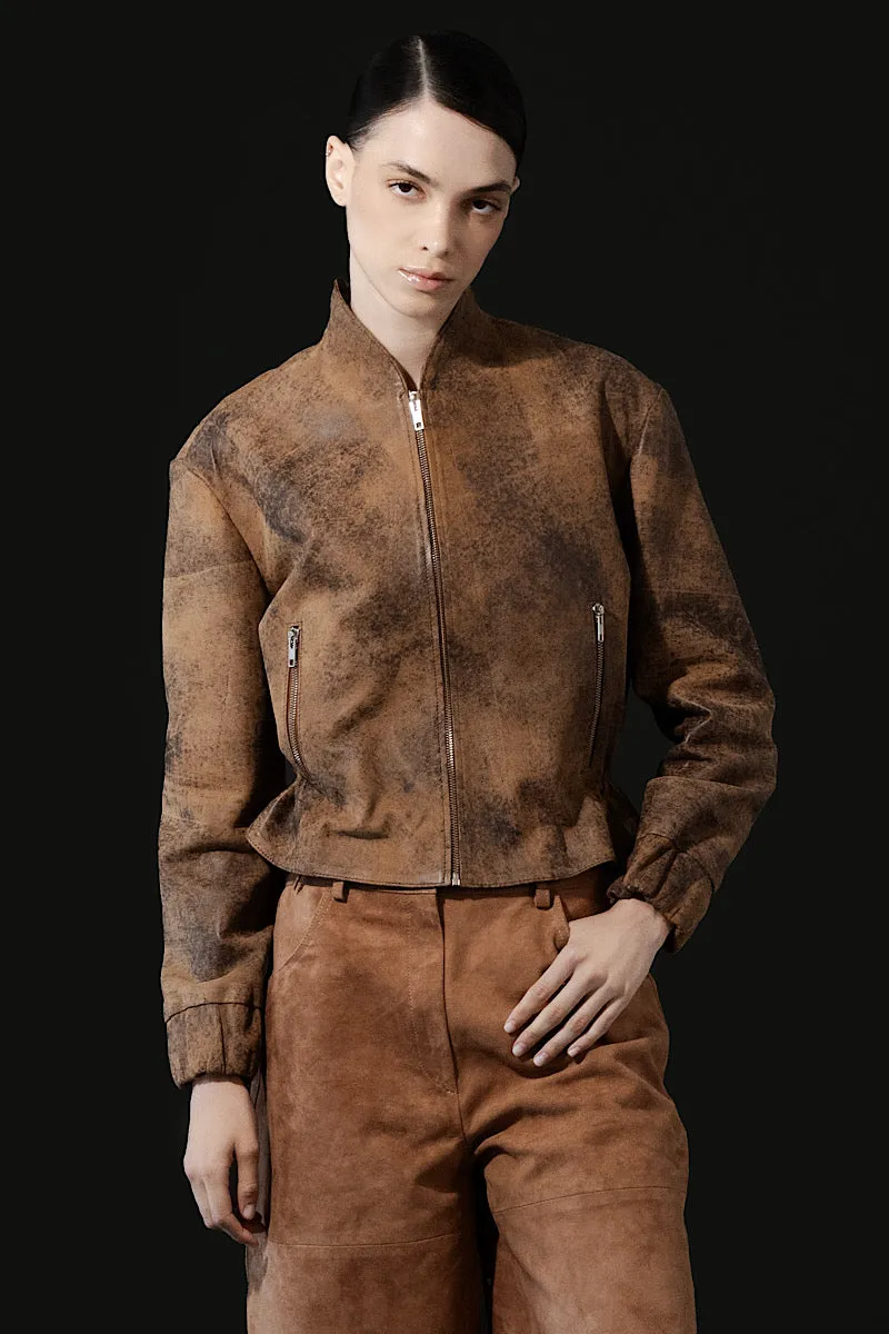 BENNETT LEATHER JACKET IN WASHED BROWN