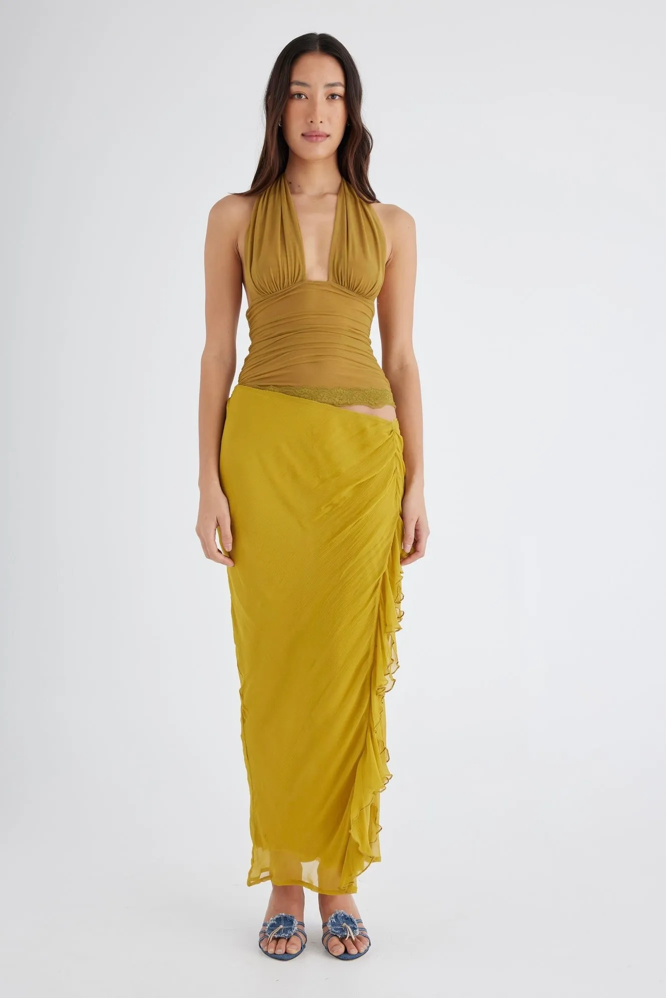 Benni Penelope Halter Maxi Dress - Wasabi