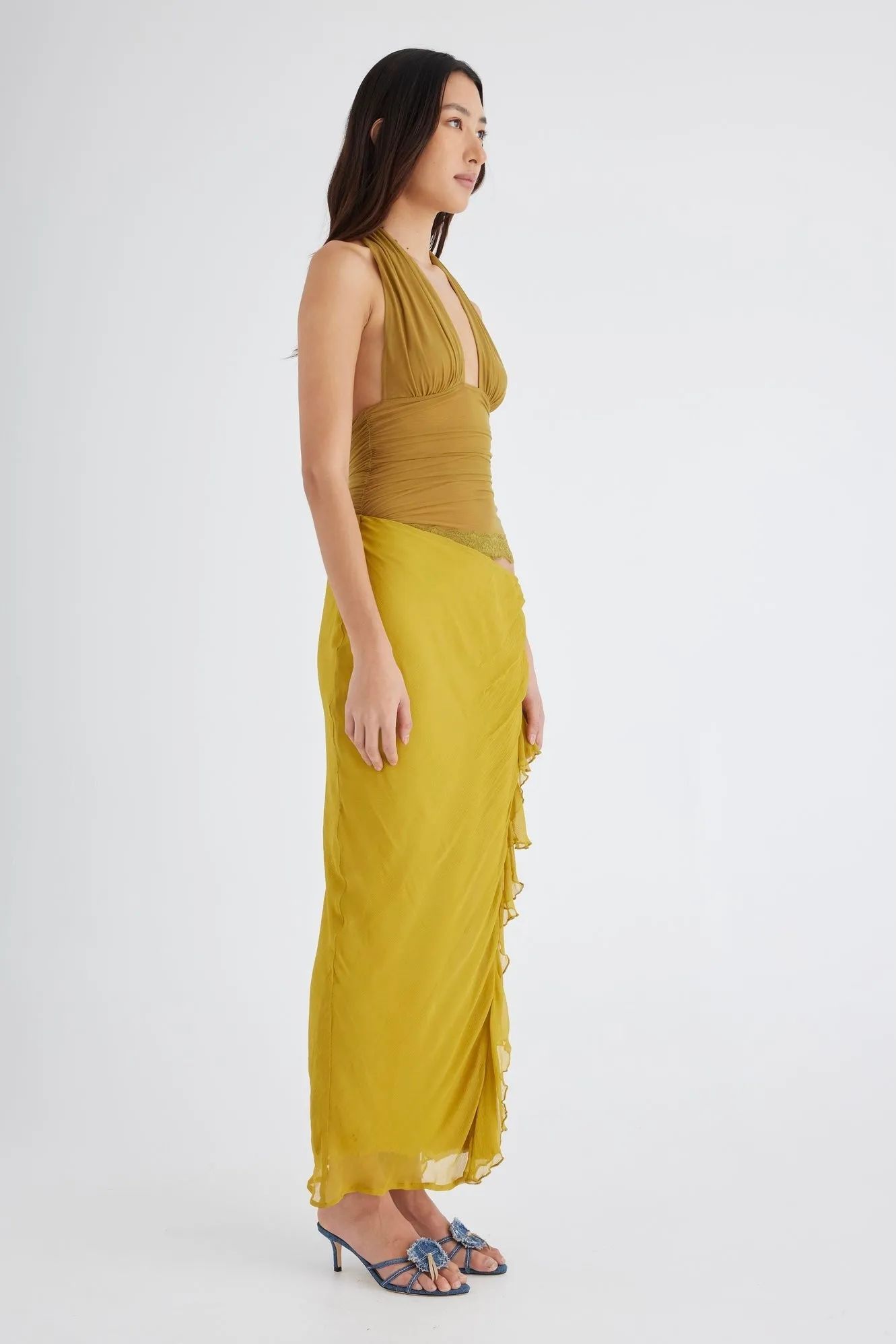 Benni Penelope Halter Maxi Dress - Wasabi