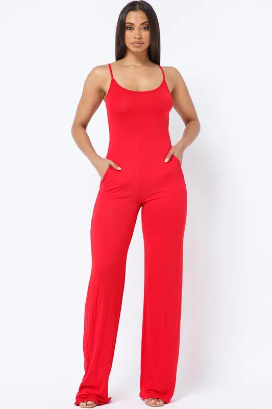 BILLIE SPAGHETTI STRAP SOLID OVER SIZED LEG JUMPSUIT*