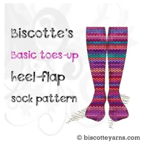 Biscotte's Basic Toes-up Heel Flap Socks | Free Sock Knitting Pattern