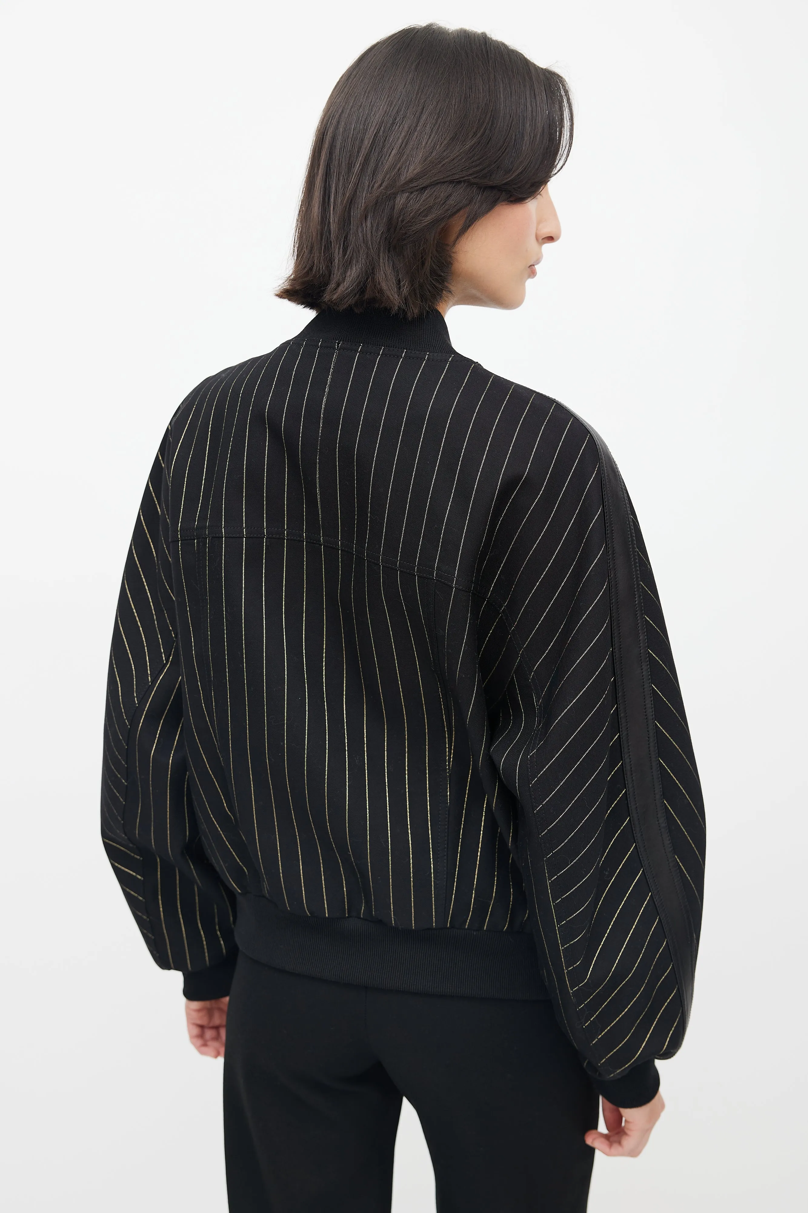 Black & Gold Stripe Bomber Jacket