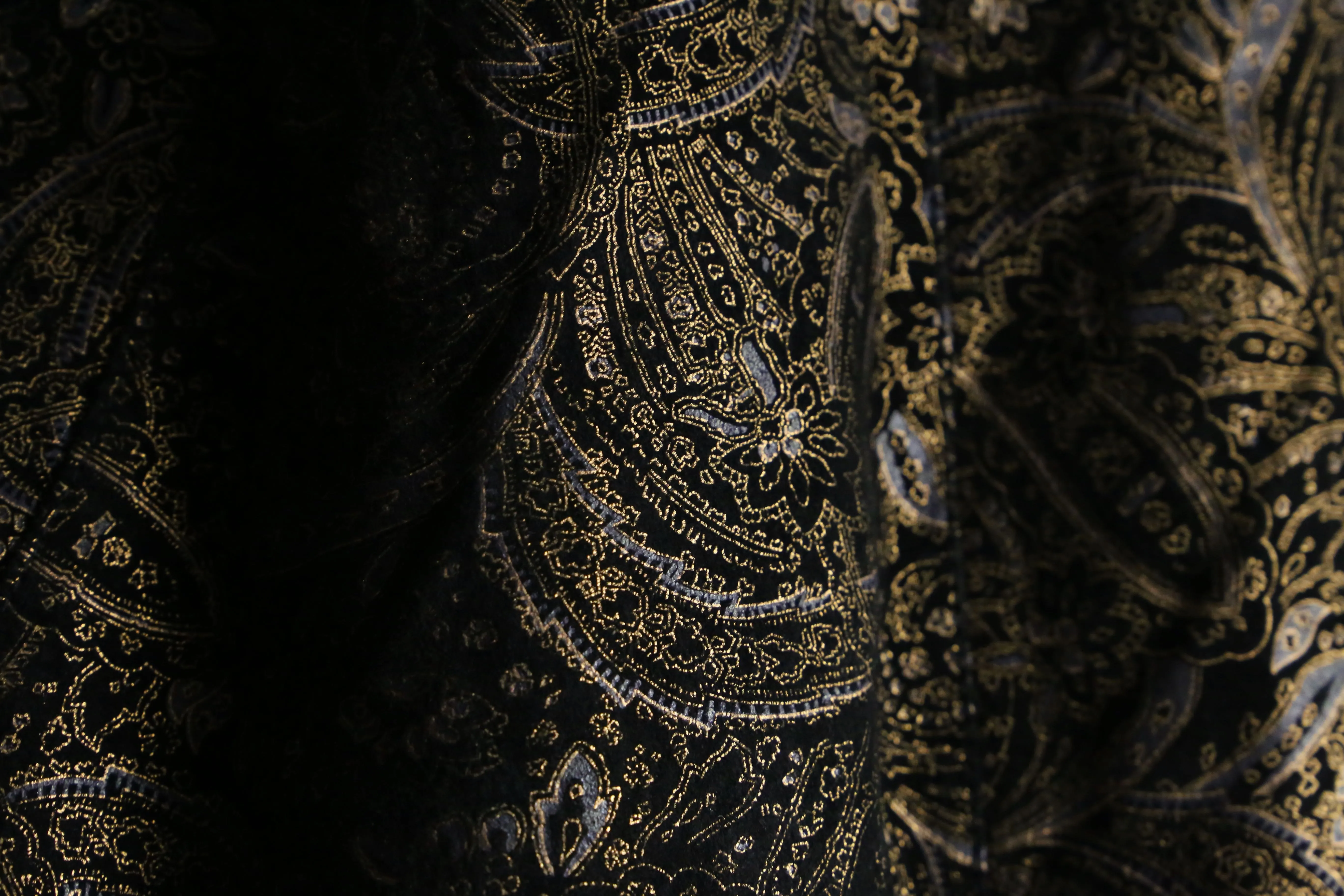 black base gold paisley pattern bomber leather jacket