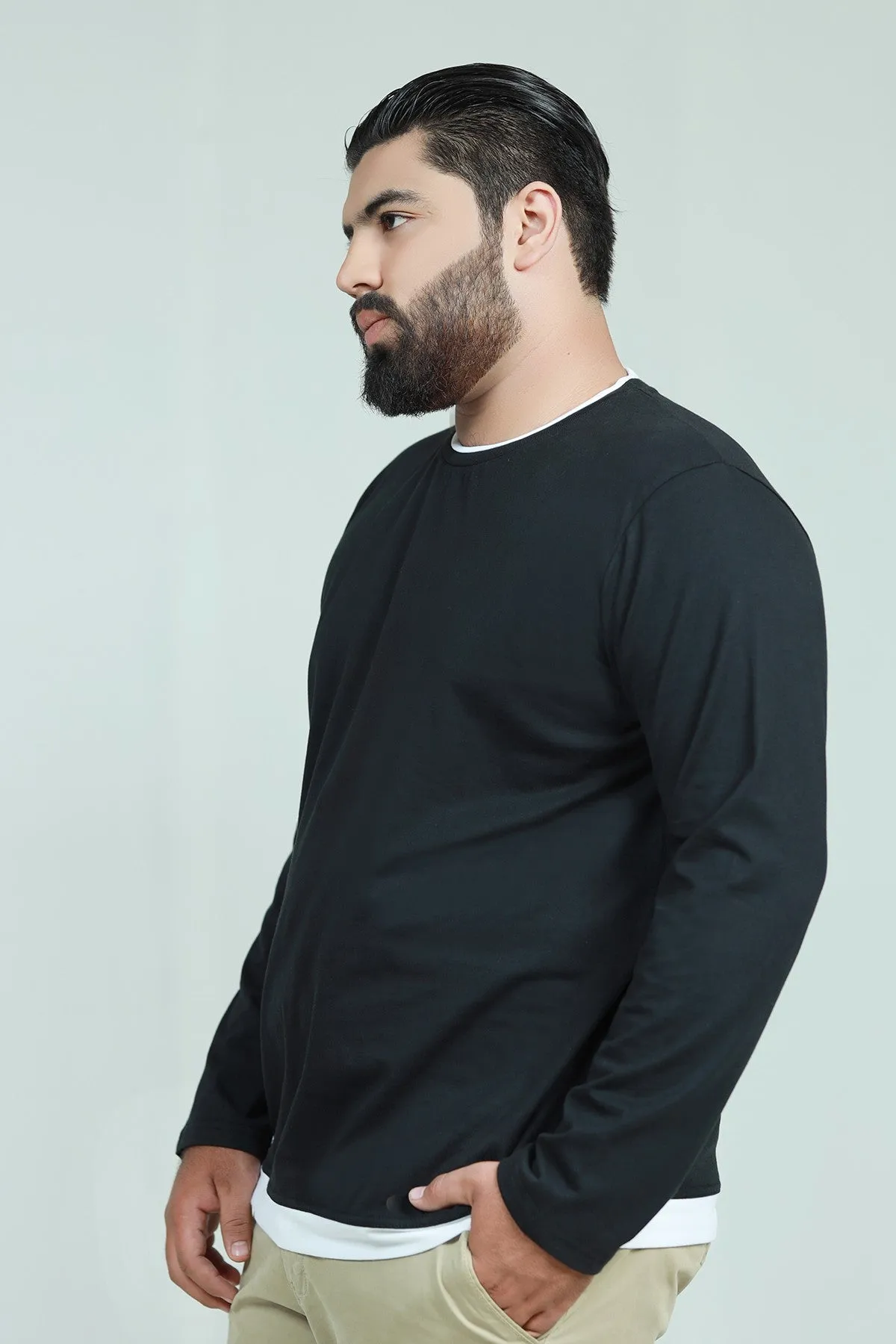 Black Rib T-Shirt (Plus Size) - W21 - MT0115P