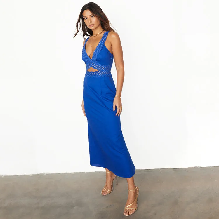 Blue Linen Blend Mimi Dress