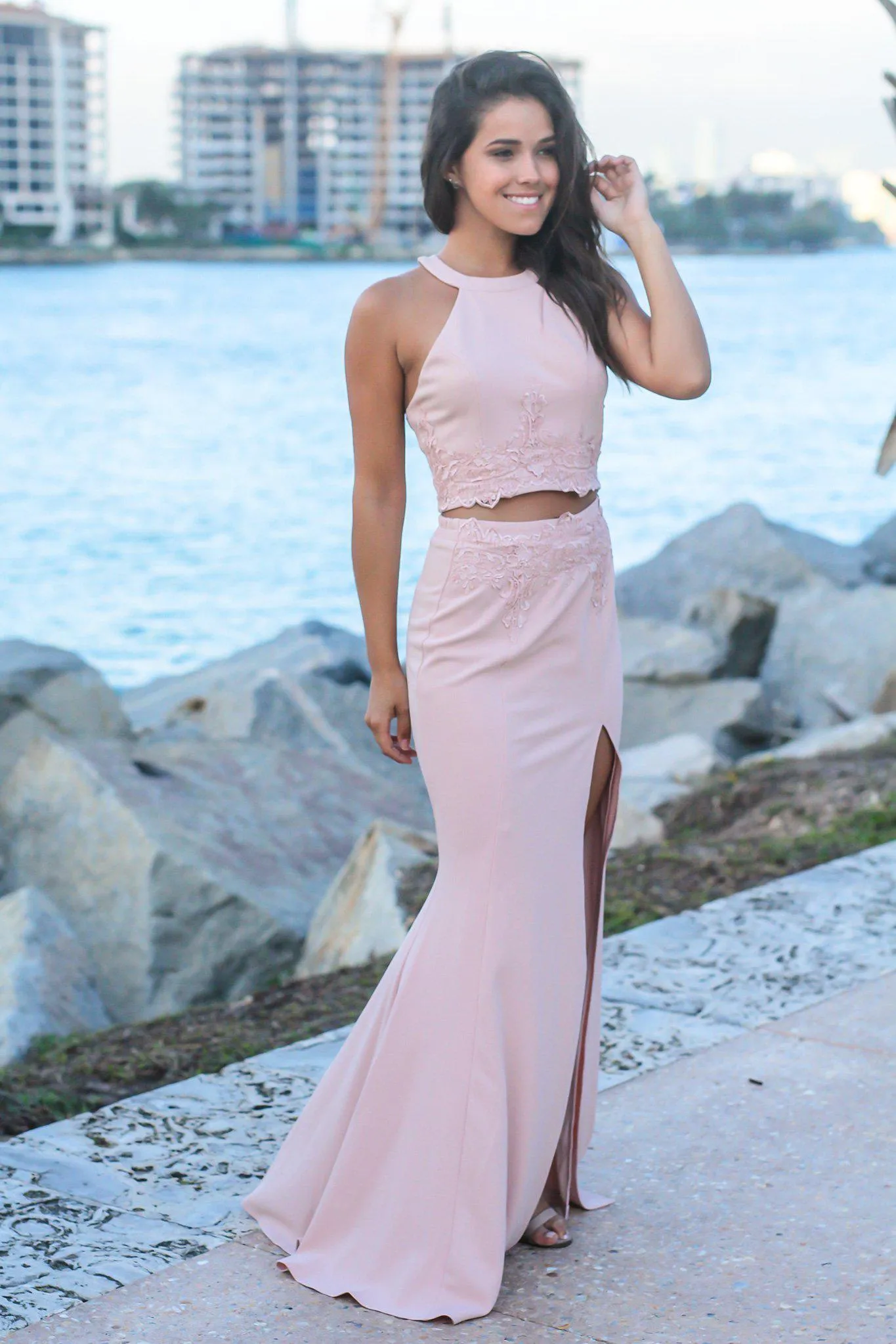 Blush Embroidered Two Piece Set