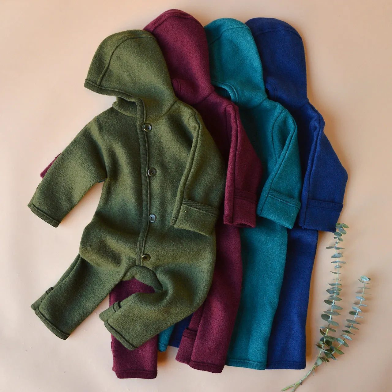 Boiled Wool Overalls with Hood (0-4y)