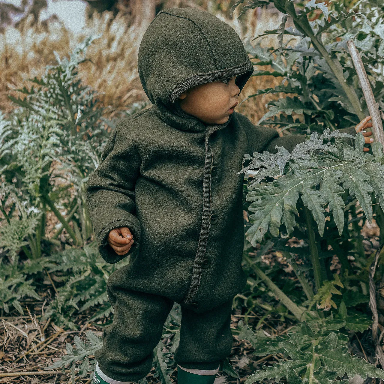 Boiled Wool Overalls with Hood (0-4y)