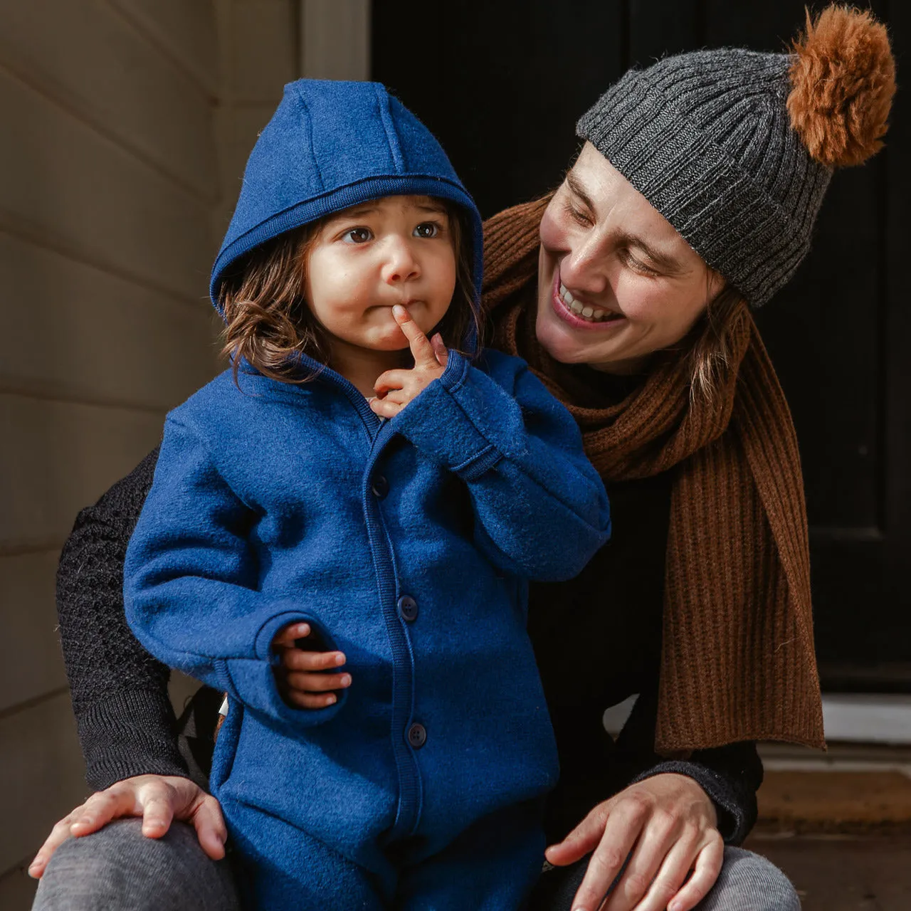 Boiled Wool Overalls with Hood (0-4y)