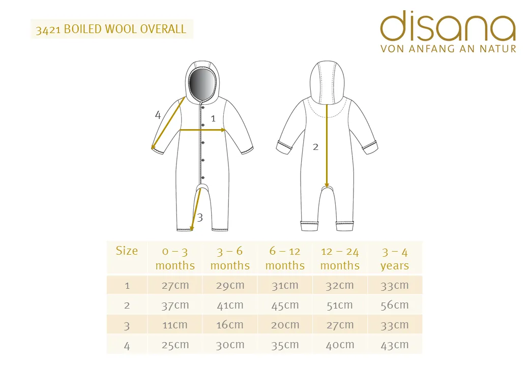 Boiled Wool Overalls with Hood (0-4y)