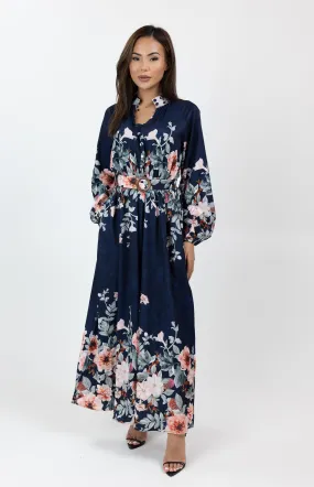 Border Print Floral Dress