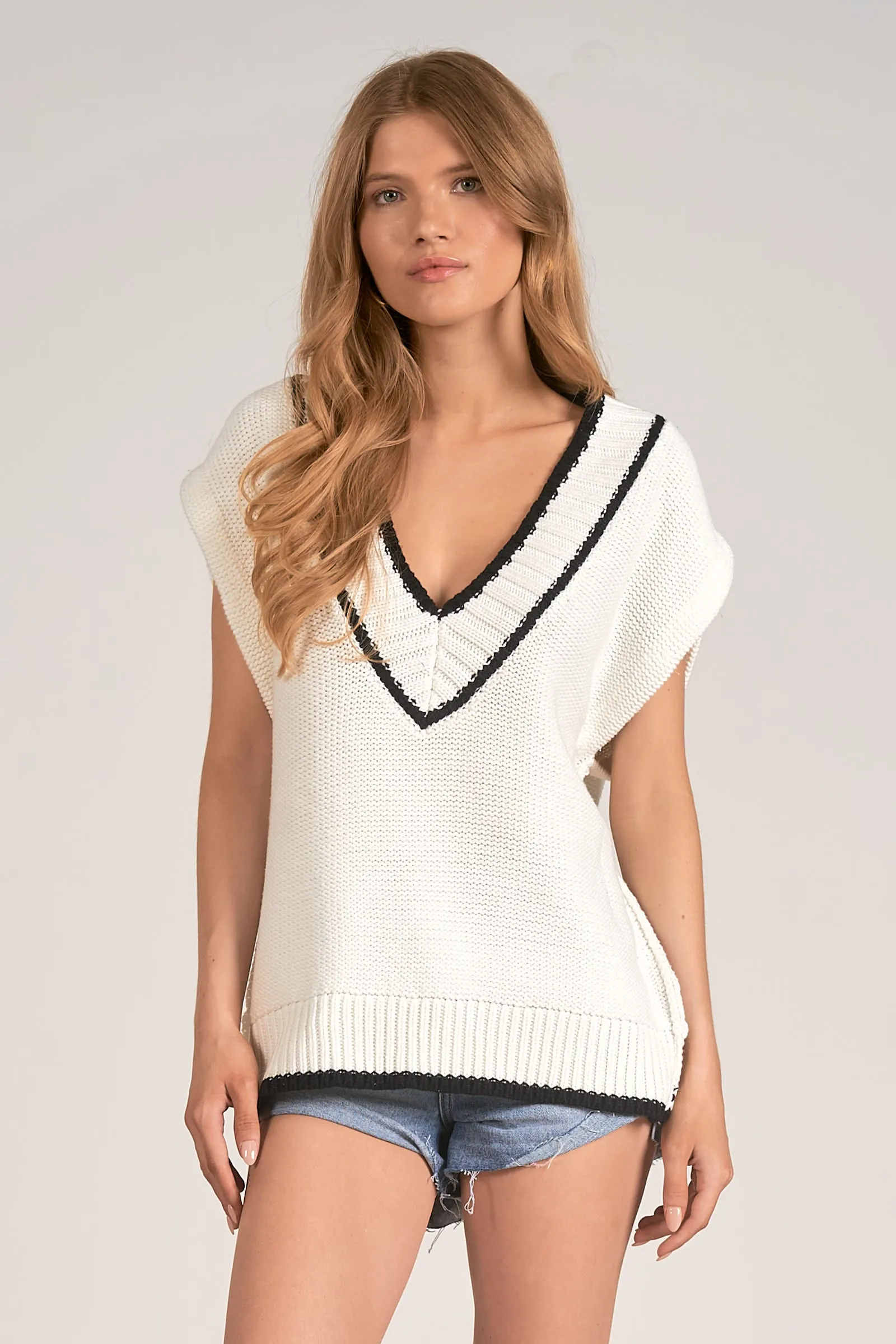 Bordered Sweater Vest