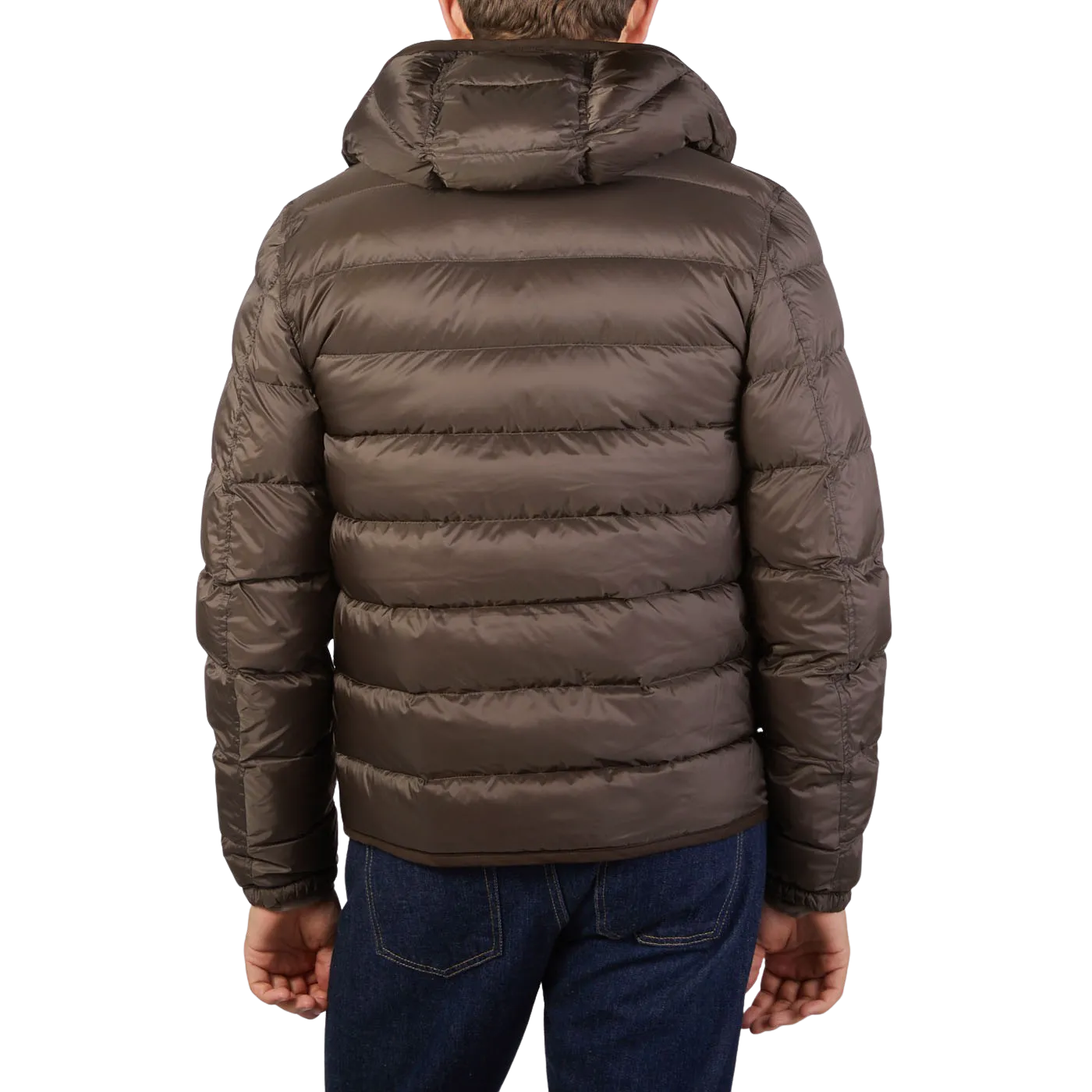 Brown Nylon Down Padded Liner Hood Jacket